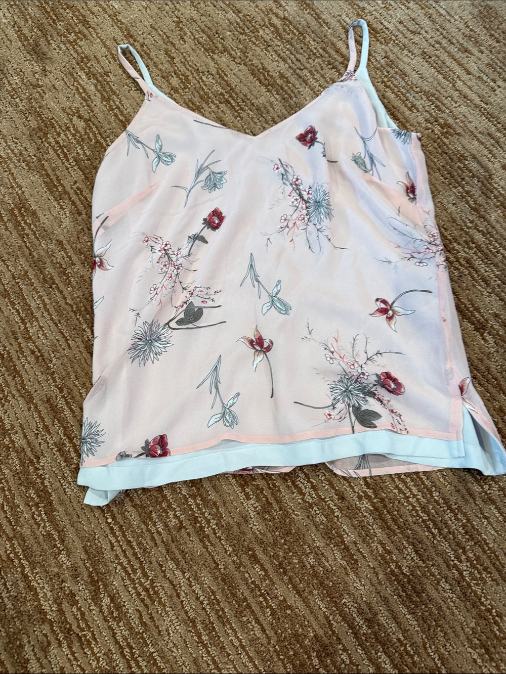 White House Black Market Blush Pink Floral Lace-Trim Camisole